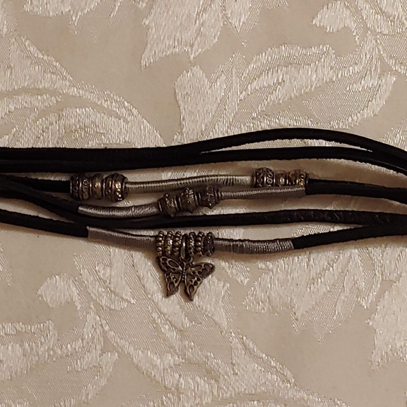 Black Leather & Silver Charm Friendship Bracelet - Picture 3 of 7